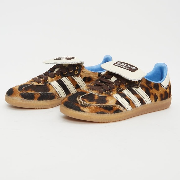 Wales Bonner Shoes - WALES BONNER X ADIDAS Pony Hair Leopard & Blue Interior Samba Shoe Sneakers Sz 8